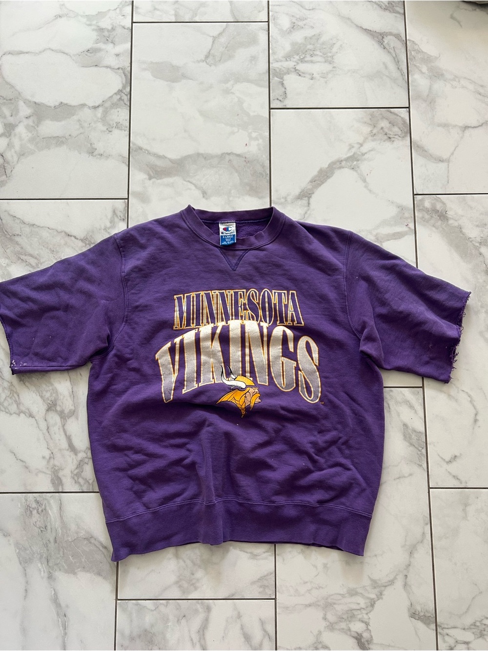 Vintage Minnesota Vikings 90’s Champion NFL Cutoff Crewneck